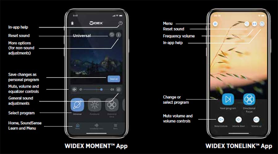 Widex apps for Moment